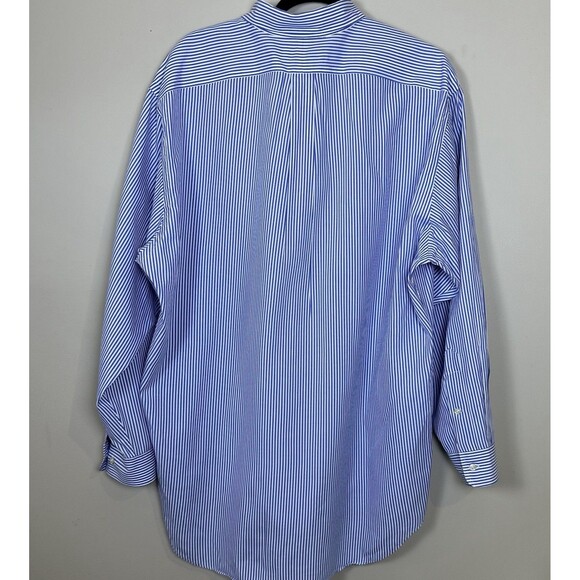 Ralph Lauren Yarmouth Button Up Shirt Men 17 Blue Striped Recently Dry Cleaned - Picture 6 of 8